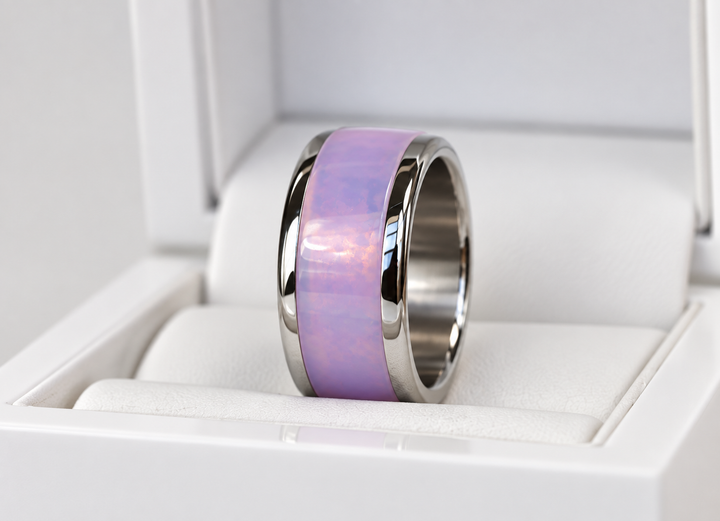 🌸 Nuage Rose — anneau (addon) taillé dans la pierre opalescente