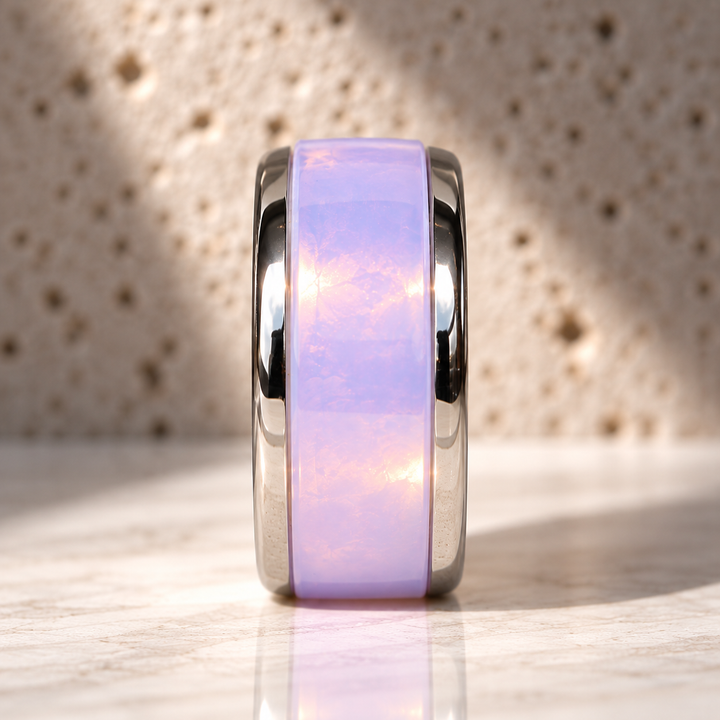 🌸 Nuage Rose — anneau (addon) taillé dans la pierre opalescente