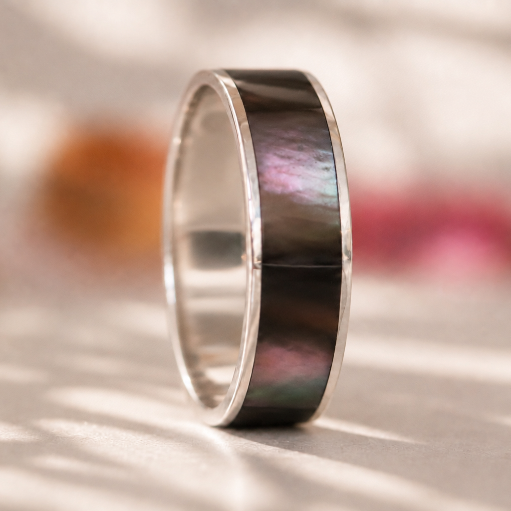 🍁 Anneau (addon) "Bosco – Nácar Inlay" en argent nacré