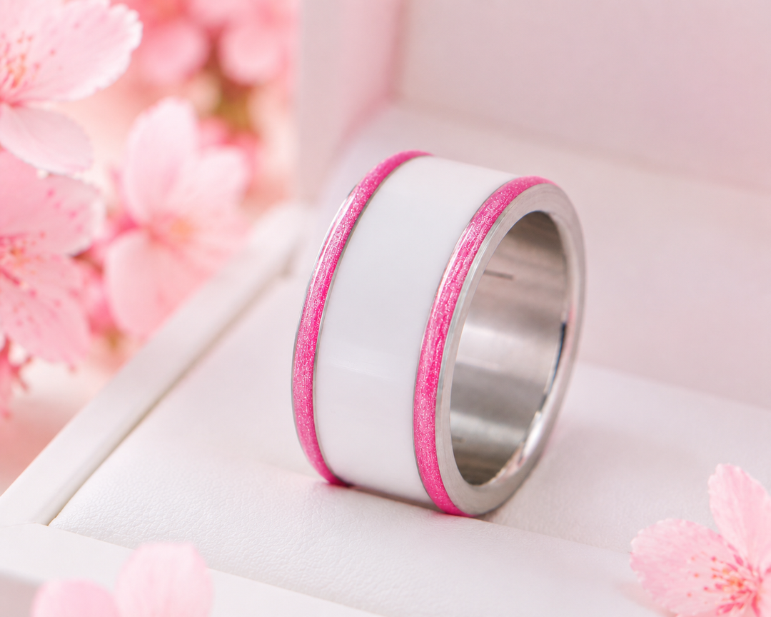 Base small "Base spécial week-end fête des mamans 🌸" en acier carrée rose flashy pour bague mood interchangeable