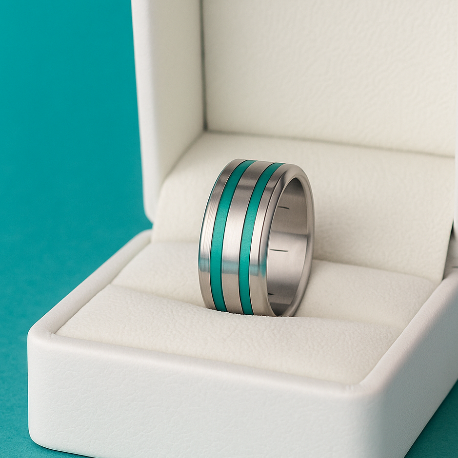 🦋  Set 2 Mini Addons aus türkisfarbenem Aluminium, für den auwechselbaren mood Ring