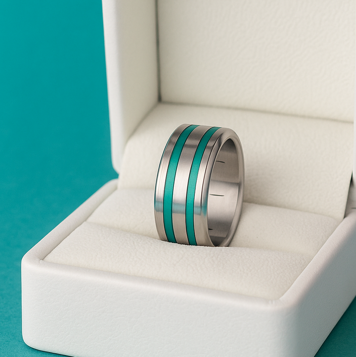 🦋  Set 2 Mini Addons aus türkisfarbenem Aluminium, für den auwechselbaren mood Ring