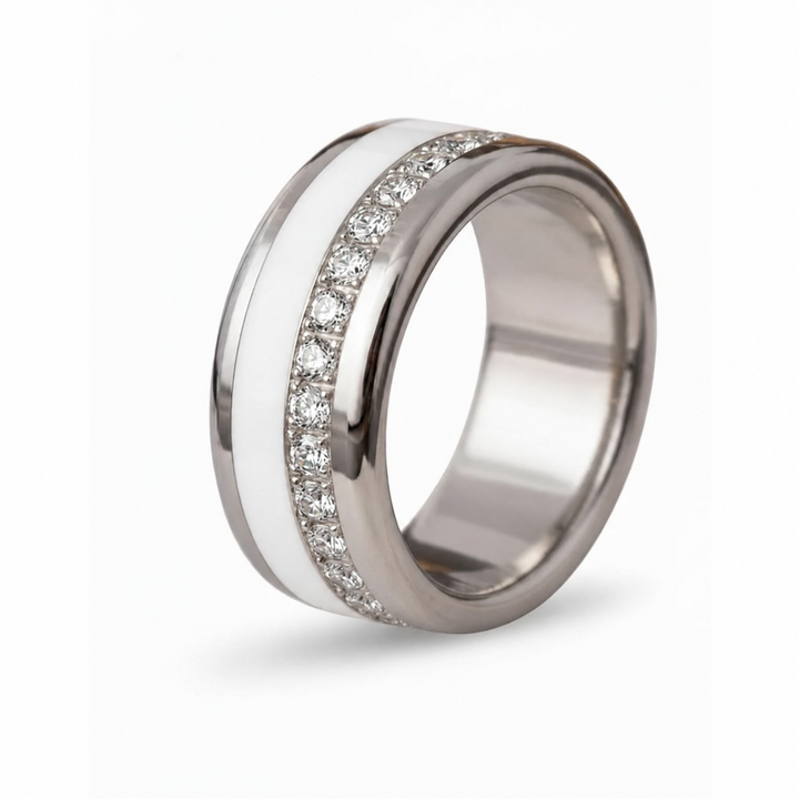 mood Ring „Shiny Love“ mit funkelnden Zirkonia Steinen, 925er Silber und auswechselbarer Farbe