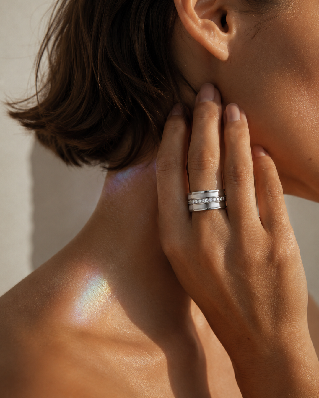 Anneau (medium) "Alba – Nácar Inlay en argent nacré - medium" en argent pour bague mood interchangeable