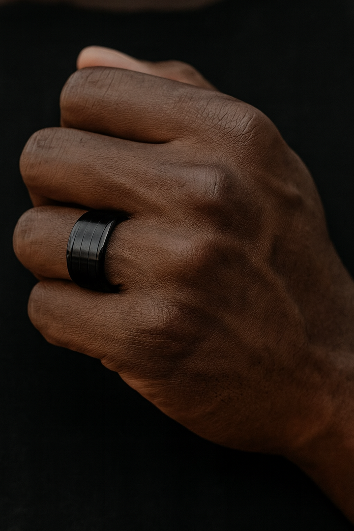 mood ring "Black Chrome" in steel