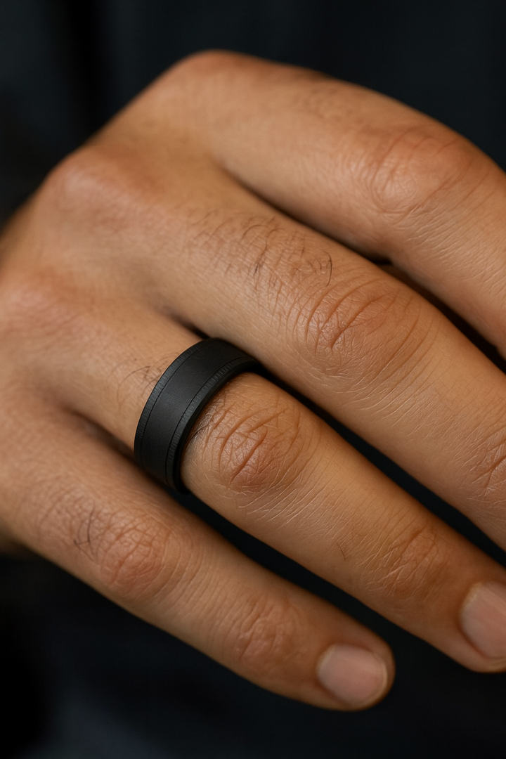 mood ring "Black Sand" in steel