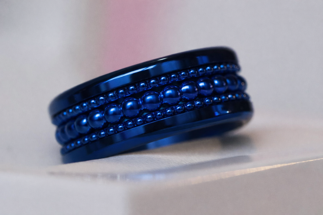 Inner ring (medium addon) "💙Ocean - Royal pearls" in silver for interchangeable mood ring
