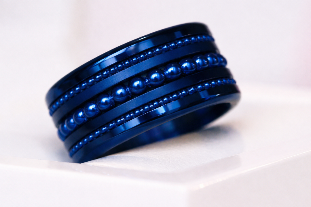 Inner ring (medium addon) "💙Ocean - Royal pearls" in silver for interchangeable mood ring