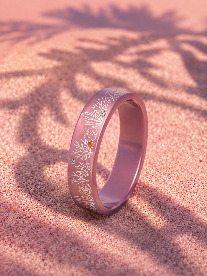 🪸 Anneau (deux tiers) "Atollis" en aluminium abricot serti pour bague mood interchangeable
