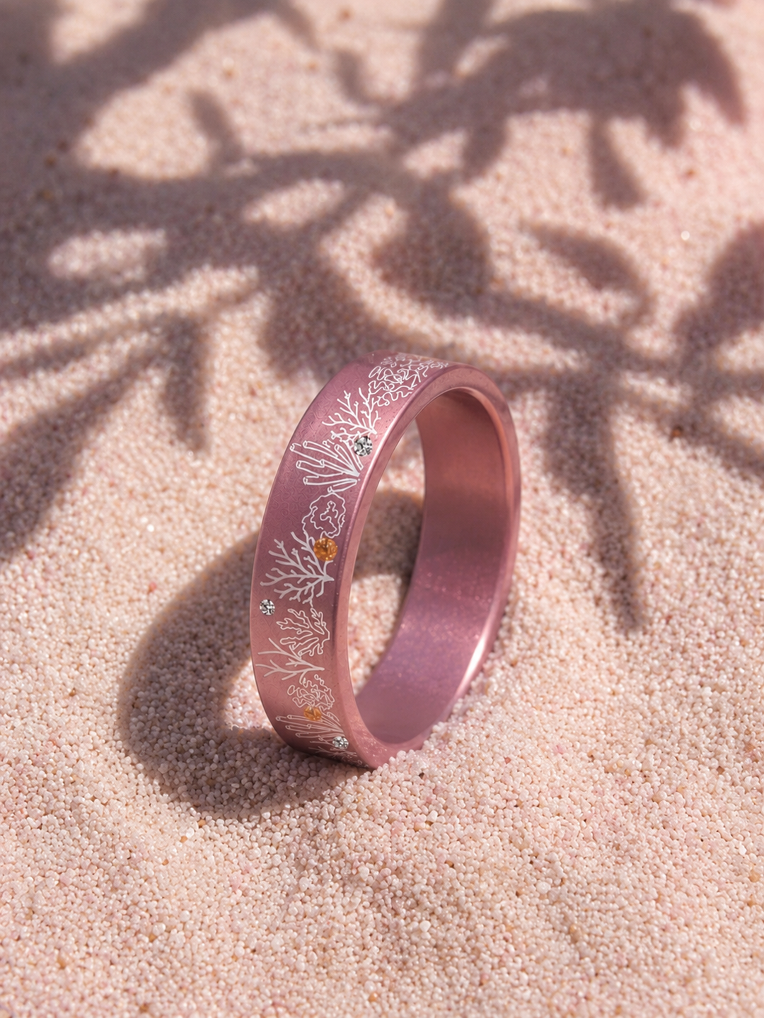 🪸 Anneau (deux tiers) "Atollis" en aluminium abricot serti pour bague mood interchangeable