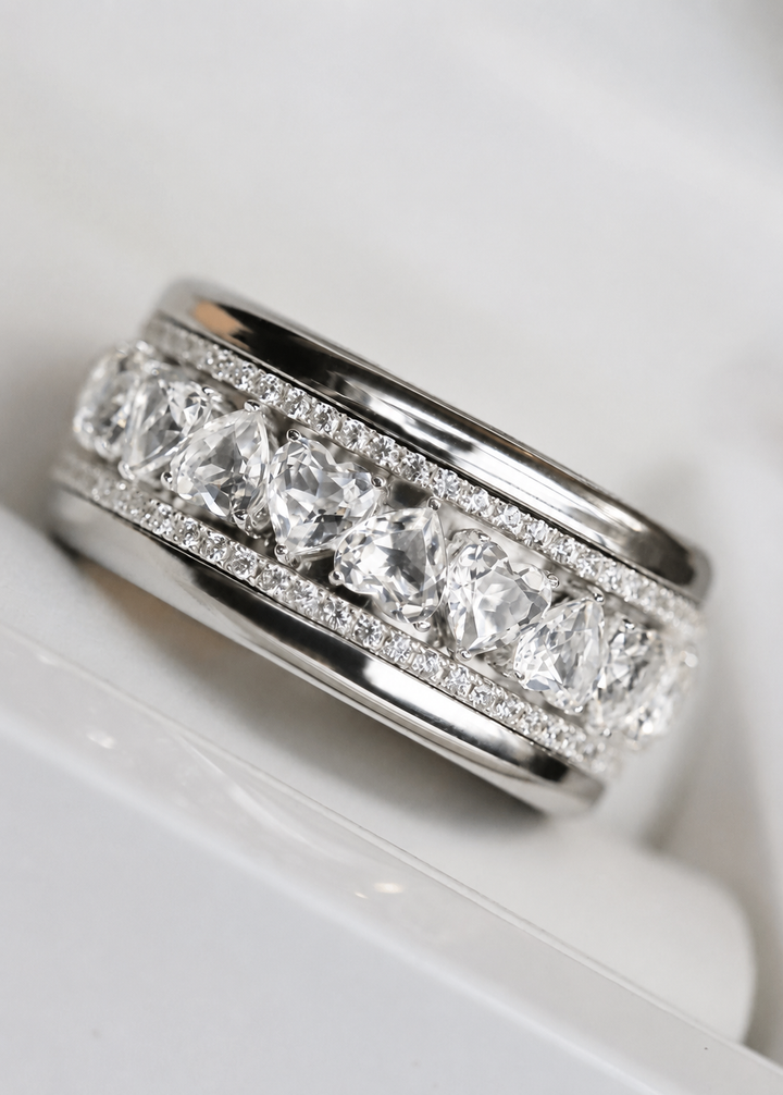 💍🤍 2/3 Addon „Aurheart pur" aus 925er Silber, gefasst mit weissen Zirkonia-Steinen