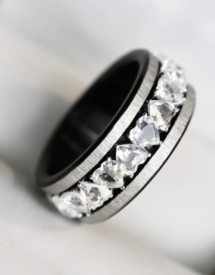 💍🤍 2/3 Addon „Aurheart pur" aus 925er Silber, gefasst mit weissen Zirkonia-Steinen