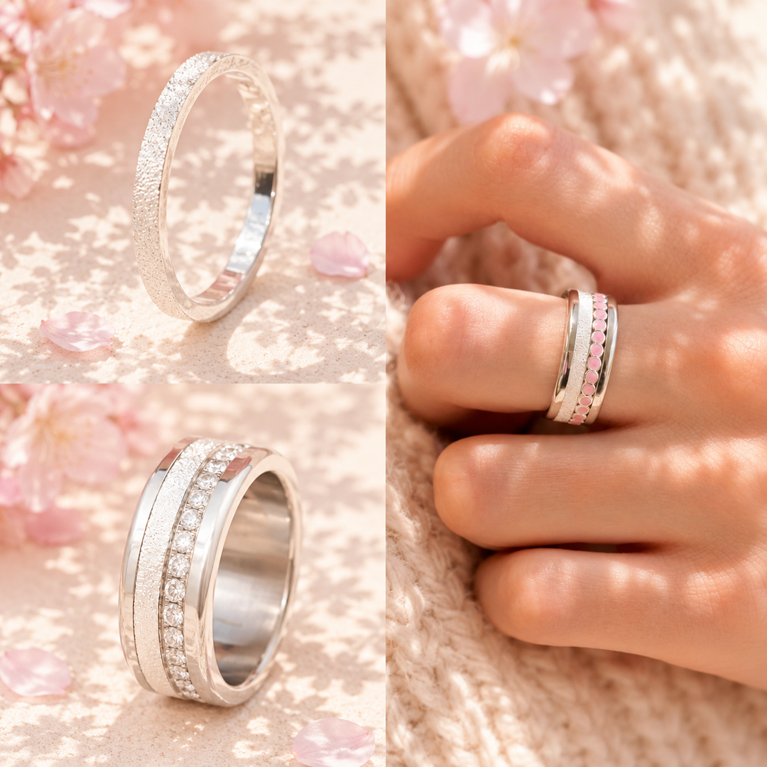 Anneau (addon medium) en argent 925 "Neige éternelle" pour bague mood interchangeable – spécial 20 ans