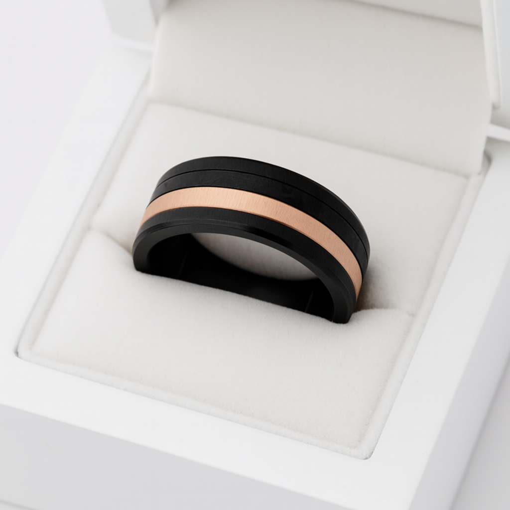 Bague mood complète Volcan en acier inoxydable noir haut de gamme | bague mood interchangeable pour homme et femme