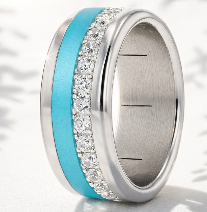 Interchangeable mood ring "Shiny Love" with zirconia and interchangeable color