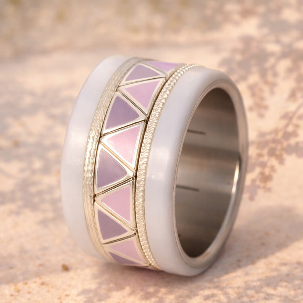 2/3 Addon „Isis“ aus Silber mit Emaille für den auswechselbaren mood Ring