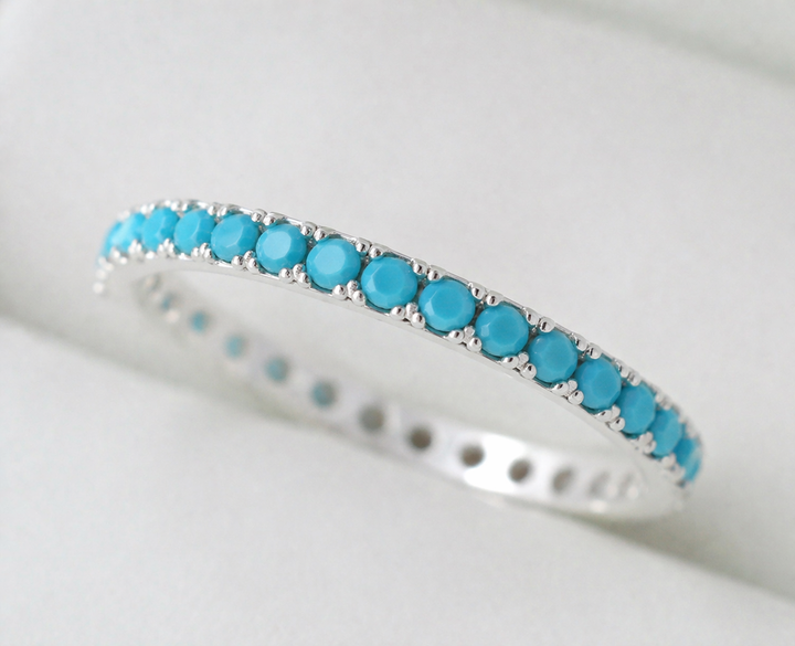 💍 Anneau (addon medium) "Aura Azura" en argent 925 serti de zircons turquoise opaque