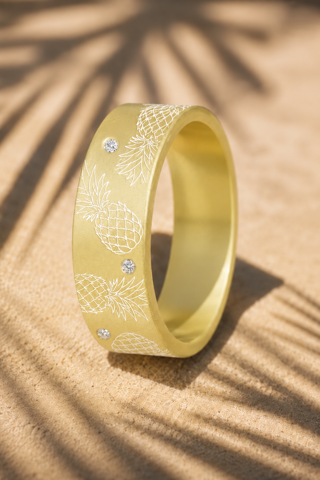 🍍 Anneau "Ananélis" en aluminium jaune pastel serti pour bague mood interchangeable