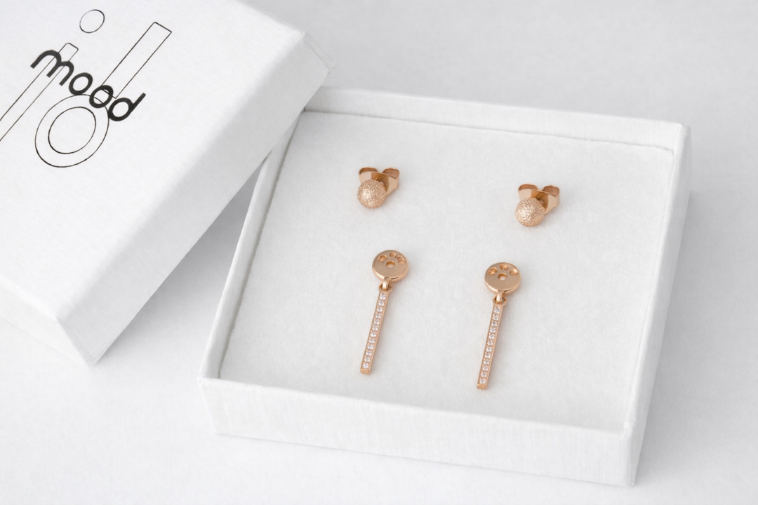 🌸 "Clip & Drop Aura Sakura" mood en argent 925 rose gold serti de zircons roses (Bijou d’oreille interchangeable)