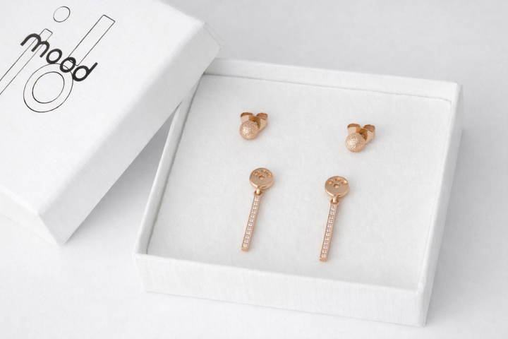 🌸 "Clip & Drop Aura Sakura" mood en argent 925 rose gold serti de zircons roses (Bijou d’oreille interchangeable)