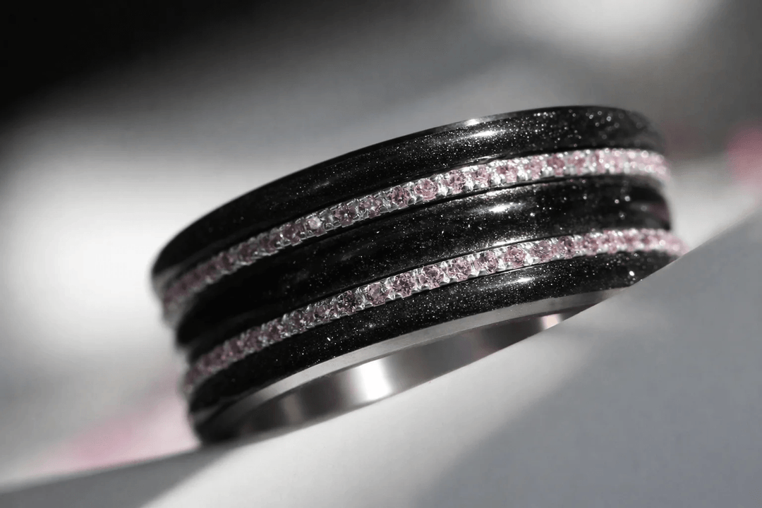 🖤 Extra Small „Nachtleuchten“ Fassung mit schwarzen Pailletten Rändern aus Emaille (9mm)