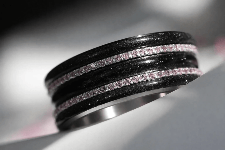 🖤 Extra Small „Nachtleuchten“ Fassung mit schwarzen Pailletten Rändern aus Emaille (9mm)