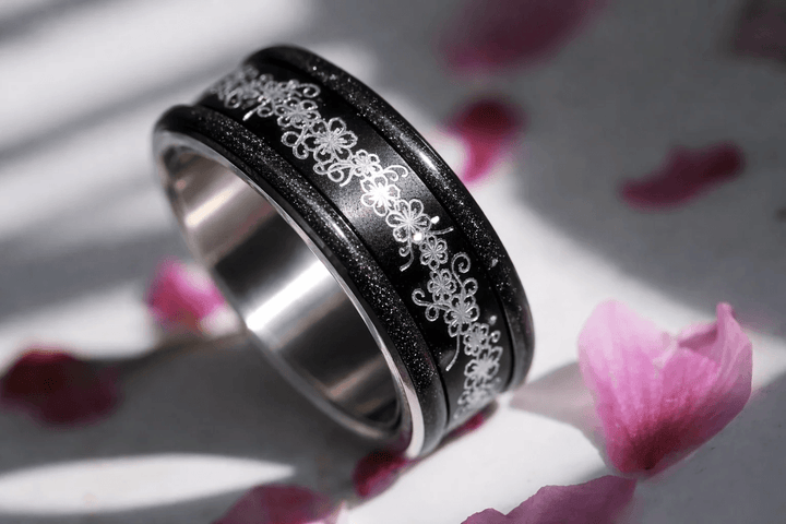 🖤 Extra Small „Nachtleuchten“ Fassung mit schwarzen Pailletten Rändern aus Emaille (9mm)