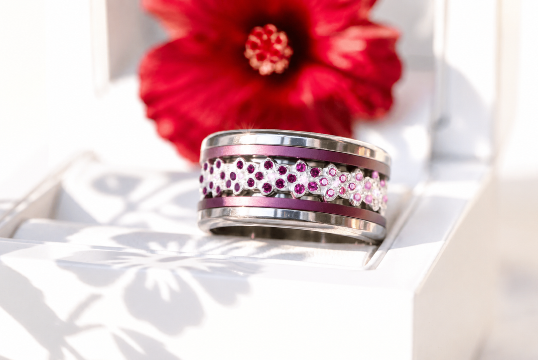 💍 Anneau (deux tiers) "Aurflower" en argent 925 serti de zircons