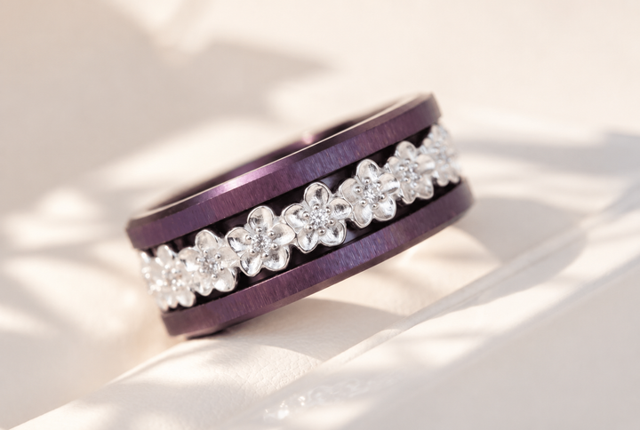 💍 Anneau (deux tiers) "Flower" en argent 925 serti de zircons