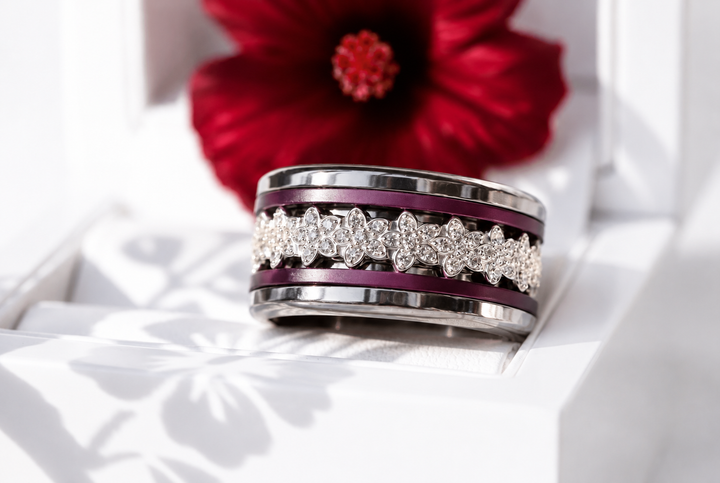 💍 Anneau (deux tiers) "Aurflower" en argent 925 serti de zircons