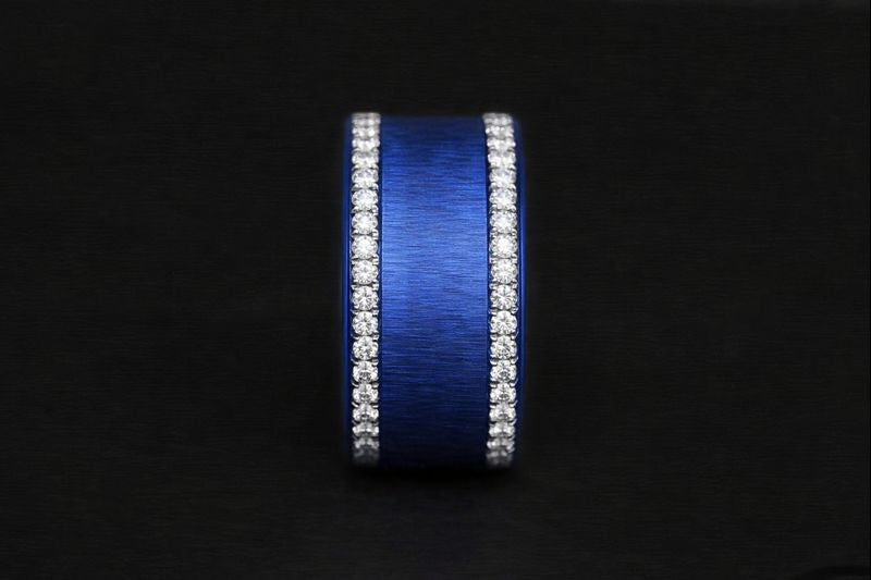 Anneau (addon) en acier froissé bleu électrique pour bague mood interchangeable