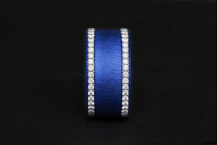 Anneau (addon) en acier froissé bleu électrique pour bague mood interchangeable
