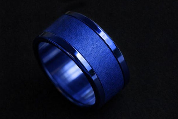 Anneau (addon) en acier froissé bleu électrique pour bague mood interchangeable