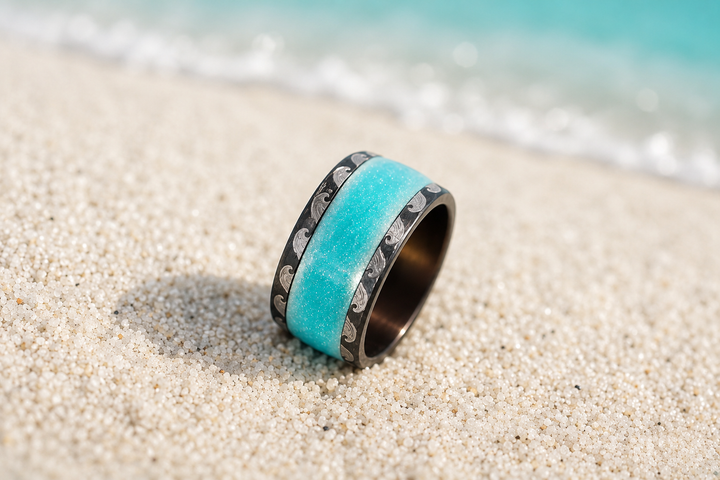 Base Large - Small - XS -  "Nalu" en acier brossée bleutée pour bague mood | Por Venezuela