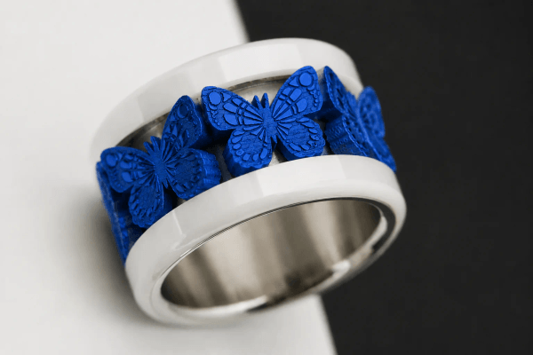 Anneau (addon) "💙 Océan - Mariposa" en argent pour bague mood interchangeable