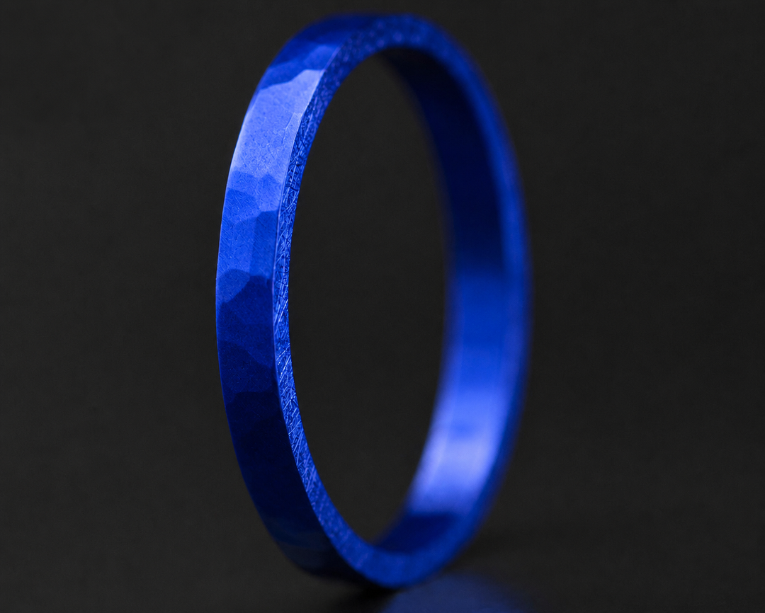 Anneau (medium) "💙 Océan - martelé " en argent pour bague mood interchangeable