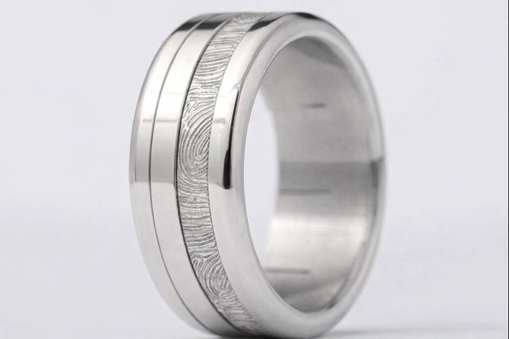 Ring-Set | „Full Digit“ mit persönlicher Gravur eines Fingerabdrucks | Black XS