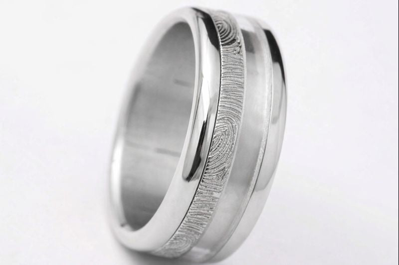 Ring-Set | „Full Digit“ mit persönlicher Gravur eines Fingerabdrucks | Black XS