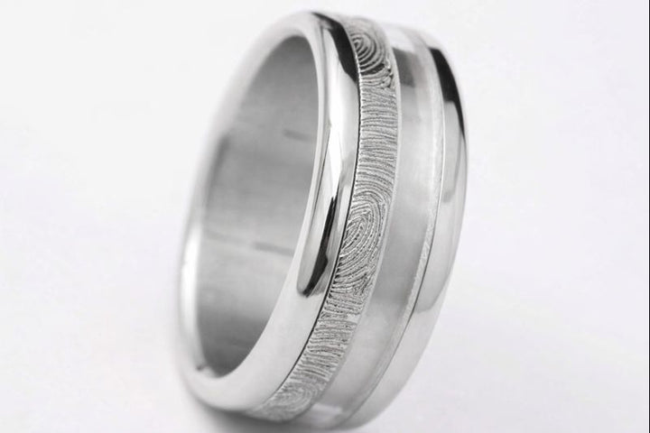 Ring-Set | „Full Digit“ mit persönlicher Gravur eines Fingerabdrucks | Black XS