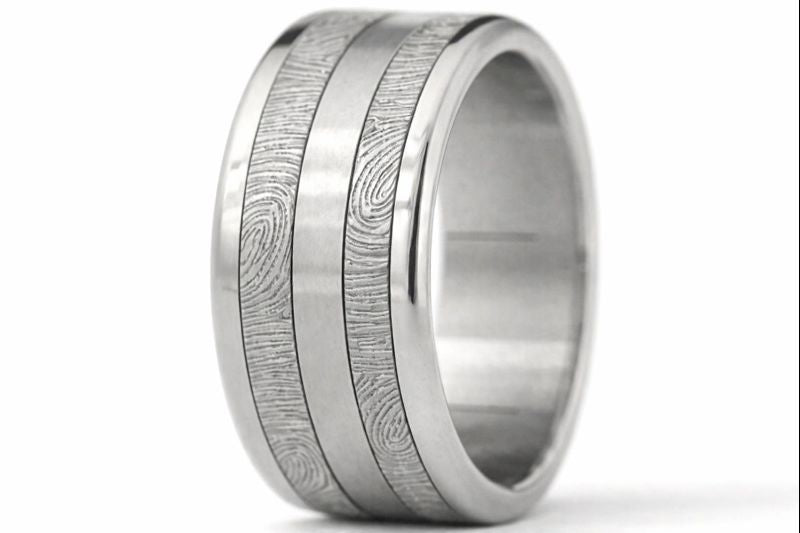 Ring set | Personalized fingerprint engraving | Black Small