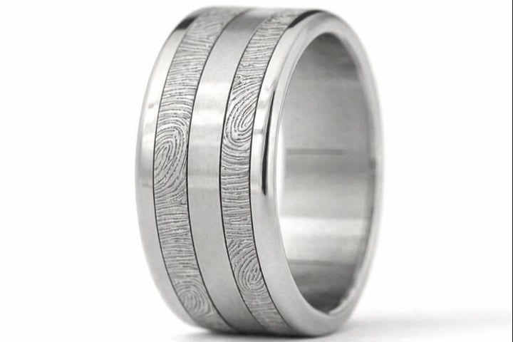 Ring set | Personalized fingerprint engraving | Black Small