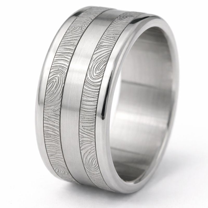 Ring set | Personalized fingerprint engraving | Black Small