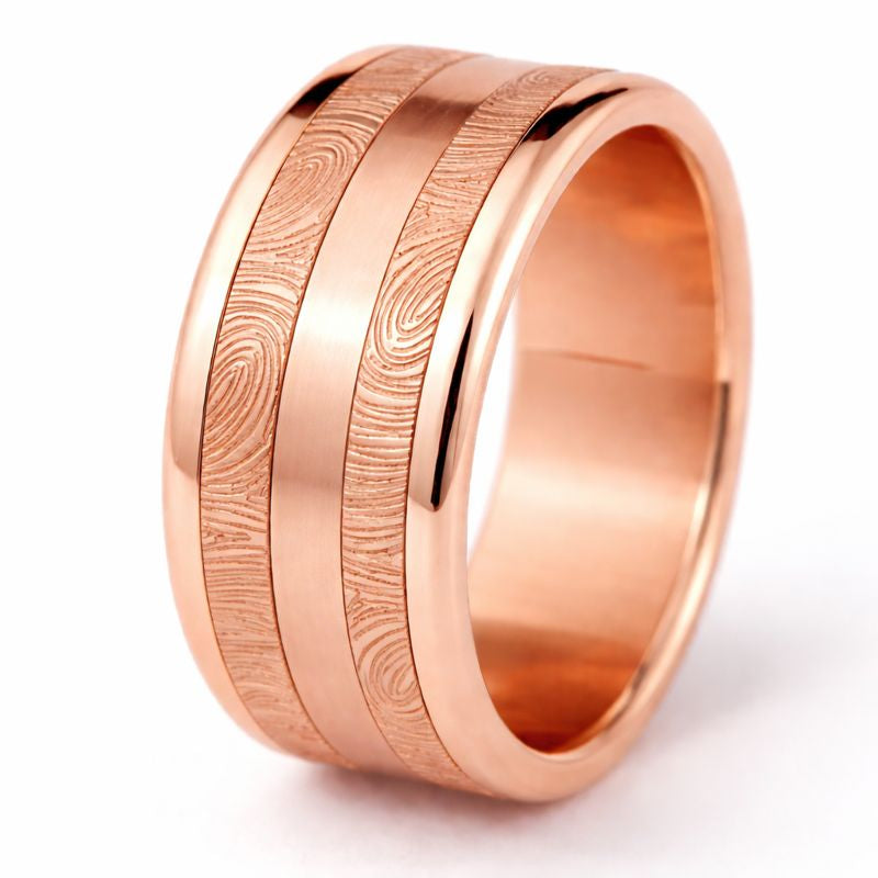 Ring set | Personalized fingerprint engraving | Black Small