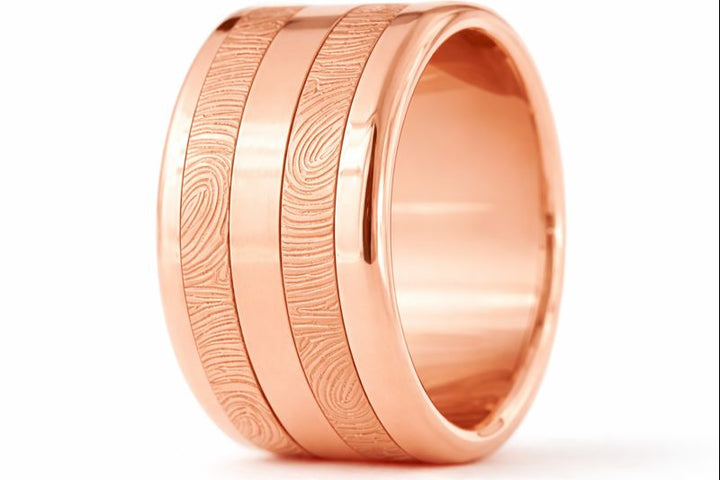 Ring set | Personalized fingerprint engraving | Black Small