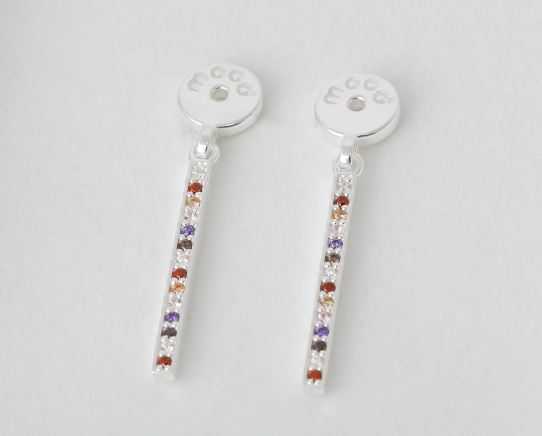 "Drop Aura d'automne " mood en argent 925 serti de zircons colorés (Bijou d'oreille)