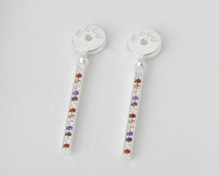 "Drop Aura d'automne " mood en argent 925 serti de zircons colorés (Bijou d'oreille)