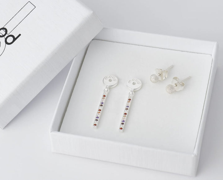 "Drop Aura d'automne " mood en argent 925 serti de zircons colorés (Bijou d'oreille)