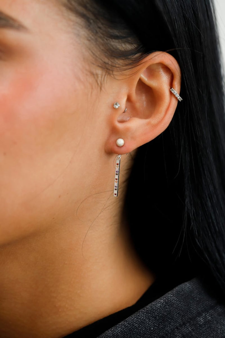 "Drop Aura d'automne " mood en argent 925 serti de zircons colorés (Bijou d'oreille)