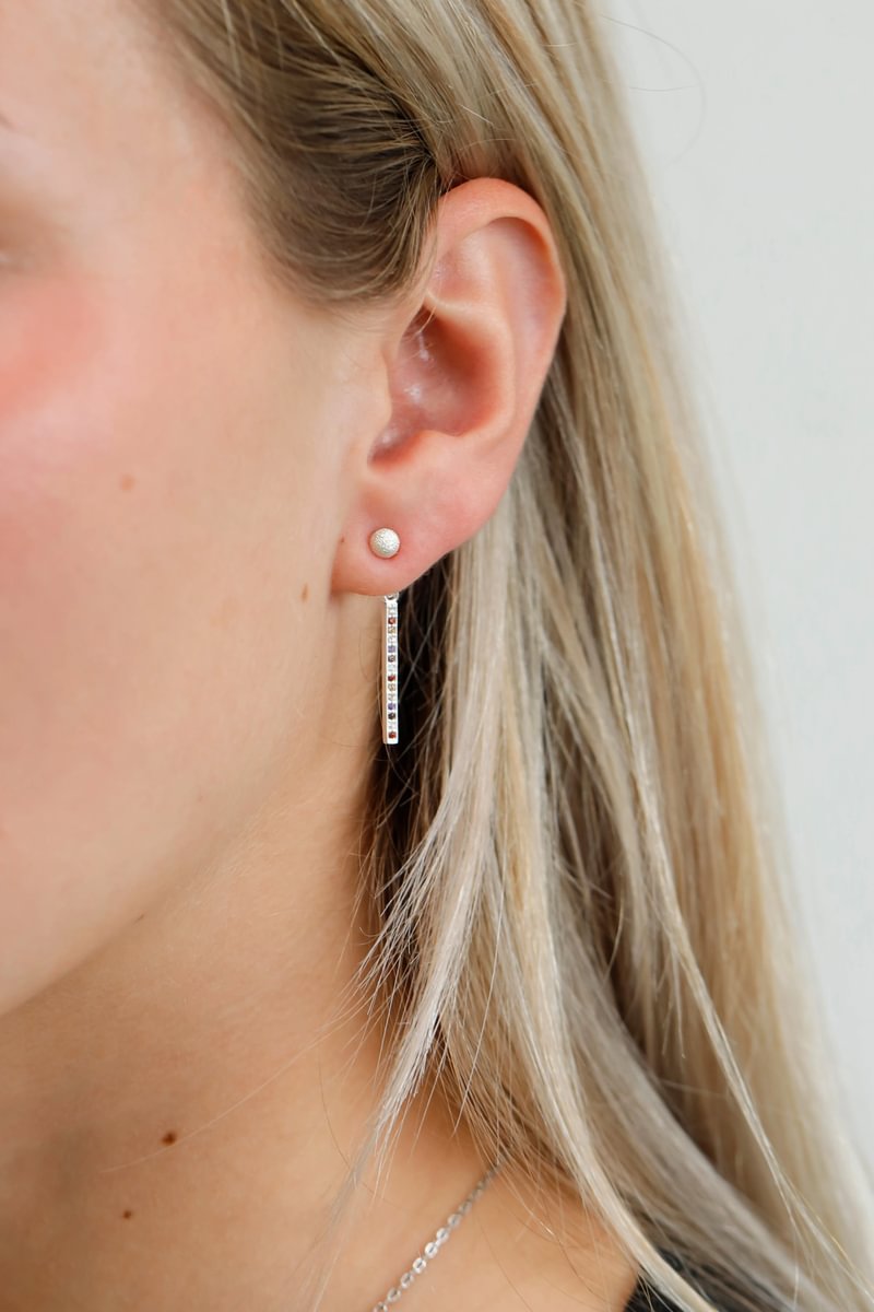 "Drop Aura d'automne " mood en argent 925 serti de zircons colorés (Bijou d'oreille)