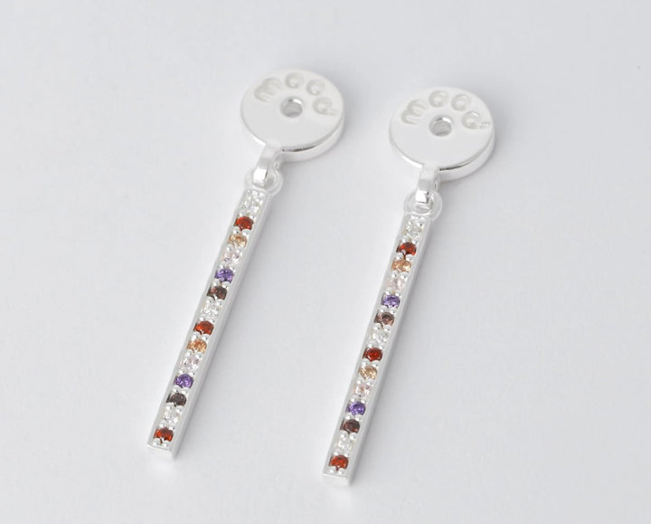 "Drop Aura d'automne " mood en argent 925 serti de zircons colorés (Bijou d'oreille)